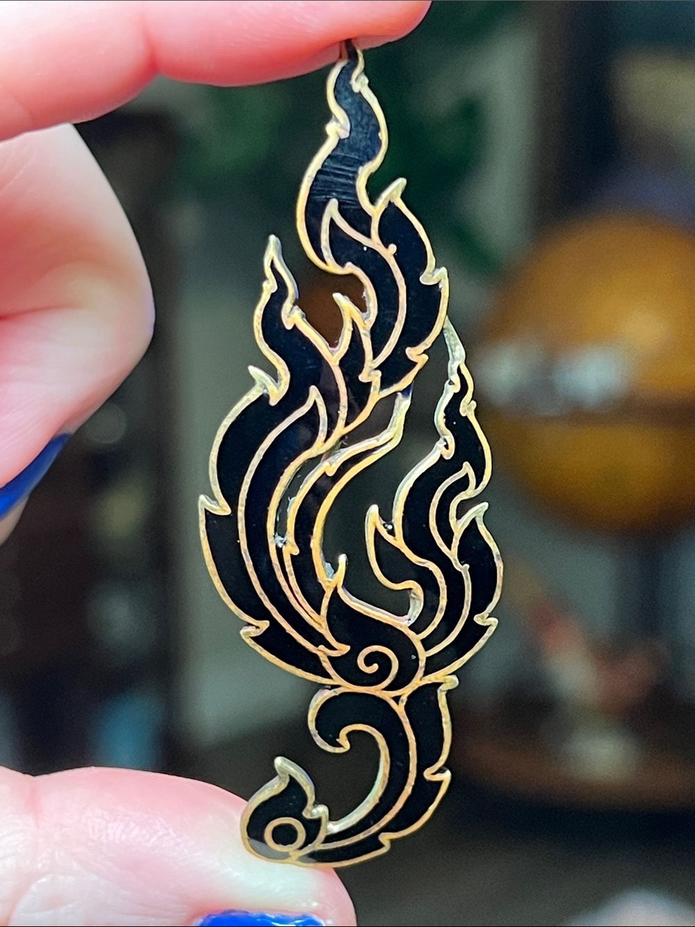 Siam Dragons Breath “A Wish for Rain” Bronze Black Enamel Brooch